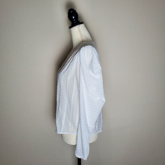 Zara White Swiss Dot Blouse Medium - Picture 4 of 7